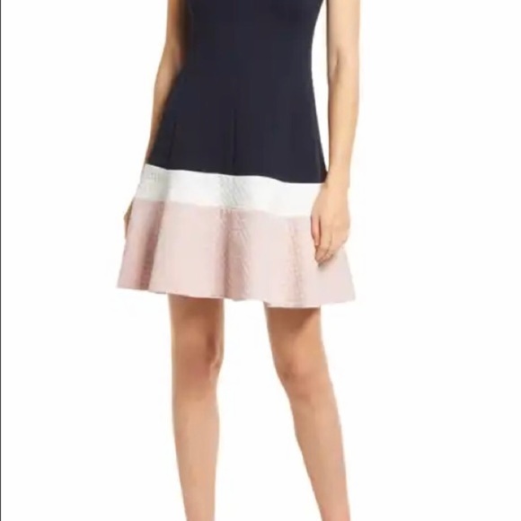 New “Eliza J” Colorblock Textured Knit Dress - Picture 3 of 14